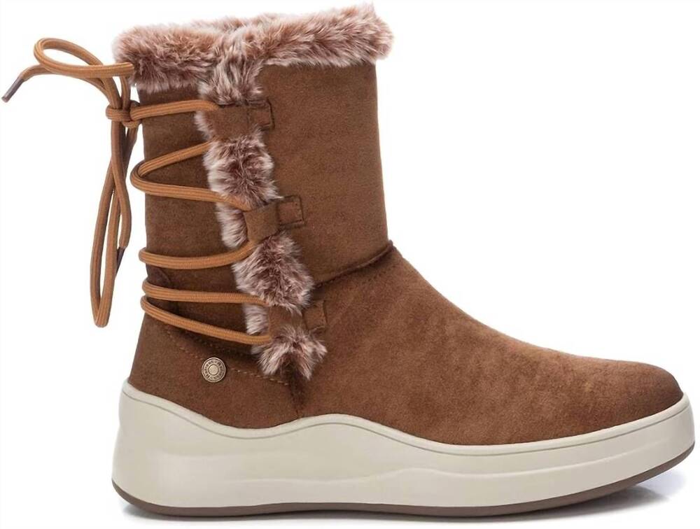 NEW REFRESH women’s suede winter bootie in camel